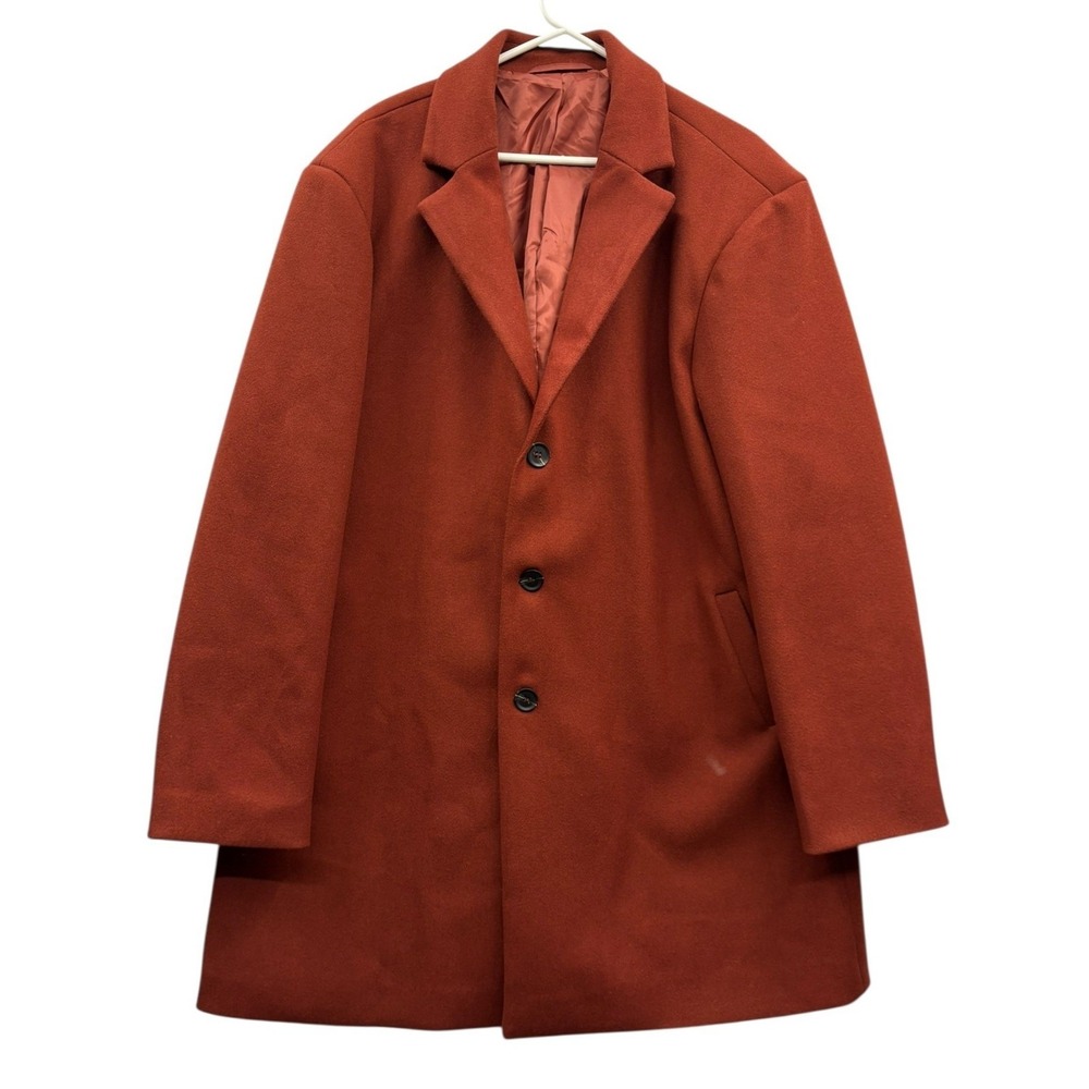 Rust Brown Single Breasted Tailored Car Coat Longline Jacket Button Front Coat